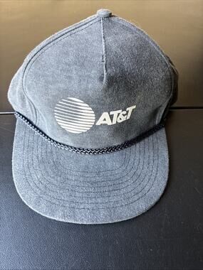 Vintage AT&T Snapback Logo Hat USA Made! Trucker Cap 80s 90s Blue Denim Style